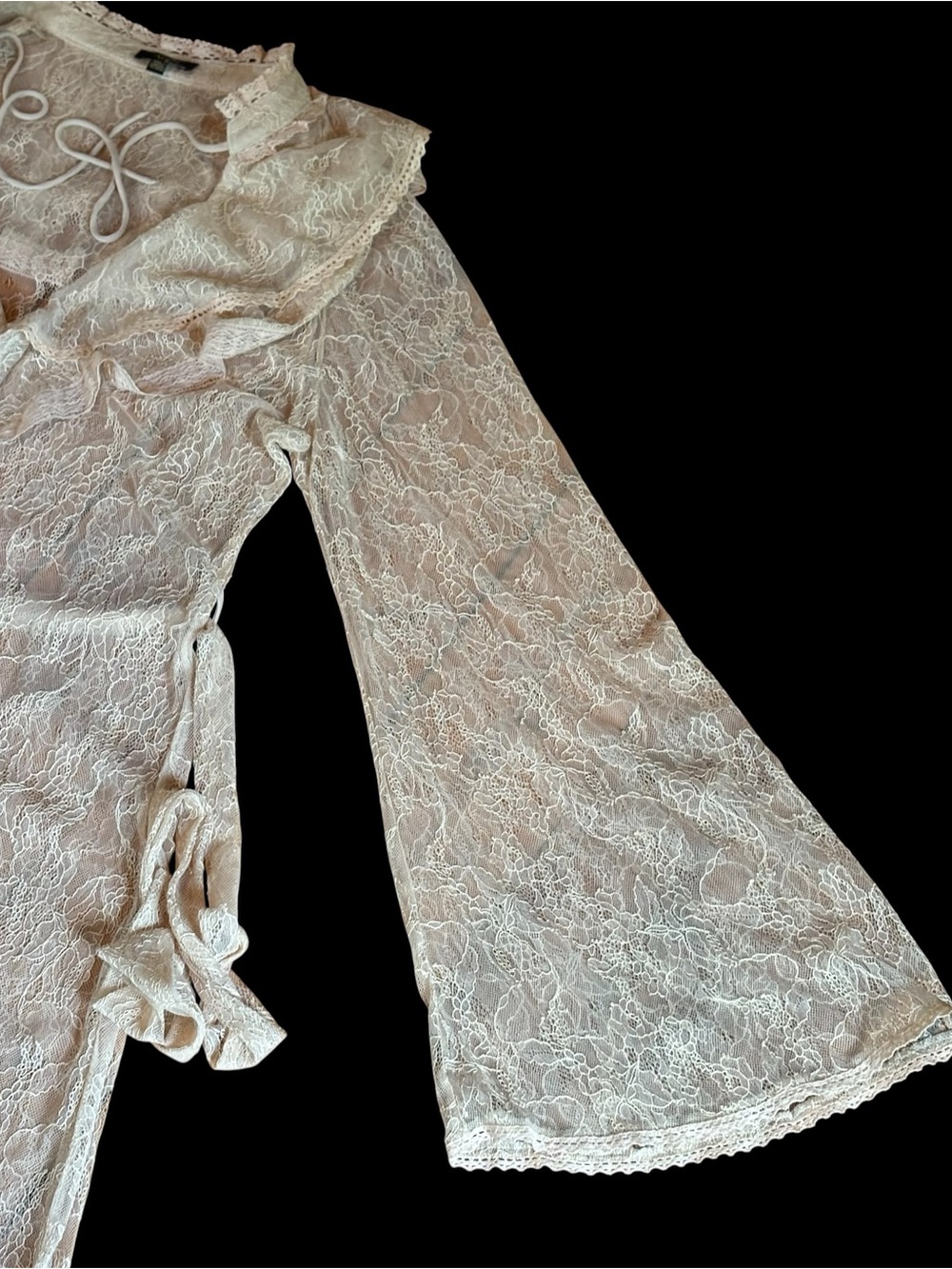 AFRM Lace Kaftan Dress Ivory Victorian Asymmetrical Hem Wedding Dress Sz XL Boho - Picture 4 of 16